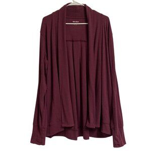 Women's TEK GEAR Ribbed French Terry Wrap Cardigan Thumbholes SPANISH WINE Large